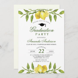 Elegante Lemons Greenery Chic Graduation Party Einladung