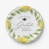 Elegante Lemons Greenery Chic Graduation Party Pappteller (Vorderseite)