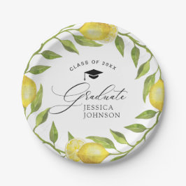 Elegante Lemons Greenery Chic Graduation Party Pappteller