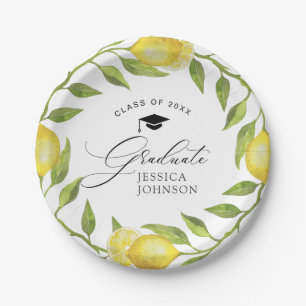 Elegante Lemons Greenery Chic Graduation Party Pappteller