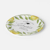 Elegante Lemons Greenery Chic Graduation Party Pappteller (Schrägansicht)
