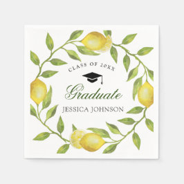 Elegante Lemons Greenery Chic Graduation Party Serviette