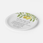 Elegante Lemons Grüne Fun Fakten Hochzeit Pappteller (Schrägansicht)