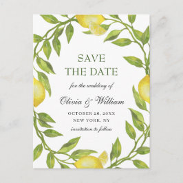 Elegante Lemons Grüne Hochzeit speichern das Datum Postkarte