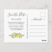 Elegante Lemons Grüne Hochzeit speichern das Datum Postkarte (Rückseite)