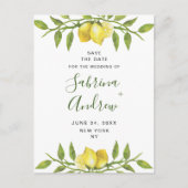 Elegante Lemons Grüne Hochzeit speichern das Datum Postkarte (Vorderseite)