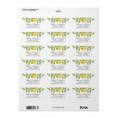 Elegante Lemons Grüne Wasserfarbene Rücksendeadres Adressaufkleber (Vorne)