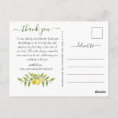 Elegante Lemons Watercolor Floral Wedding Vielen D Postkarte (Rückseite)