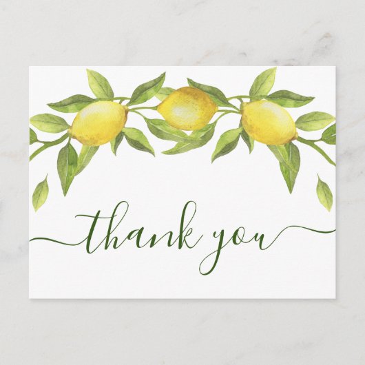 Elegante Lemons Watercolor Floral Wedding Vielen D Postkarte (Vorderseite)