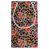 Elegante Leopard Animal Print Tropical Pink Blume Kleine Geschenktüte (Rückseite)