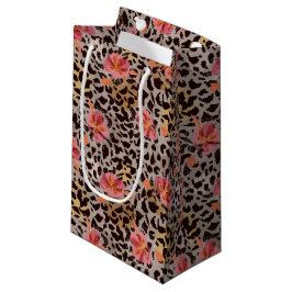 Elegante Leopard Animal Print Tropical Pink Blume Kleine Geschenktüte
