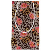 Elegante Leopard Animal Print Tropical Pink Blume Kleine Geschenktüte (Vorderseite)