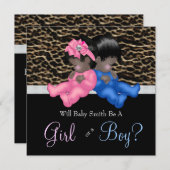Elegante Leopard Baby Gender Reveal Dusche Einladung (Vorne/Hinten)