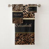 Elegante Leopard Muster Glitzer Lips Badhandtuch Set (Insitu)