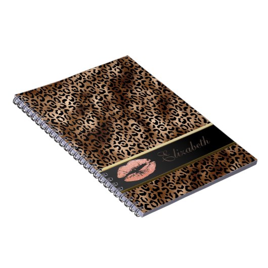 Elegante Leopard Muster Glitzer Lips Notizblock (Rechte Seite)