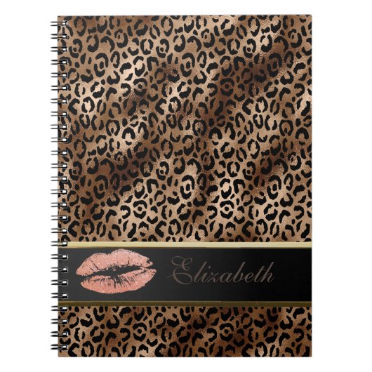 Elegante Leopard Muster Glitzer Lips Notizblock (Vorderseite)