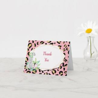Elegante Leopard Note Card Rosa und Gold Karte