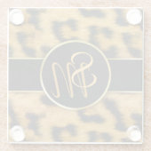 Elegante Leopard Print Monogram - Glass Untersetze Glasuntersetzer (Rückseite)