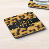 Elegante Leopard Print Monogram - Plastic Unterset Untersetzer (Linke Seite)