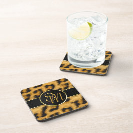 Elegante Leopard Print Monogram - Plastic Unterset Untersetzer