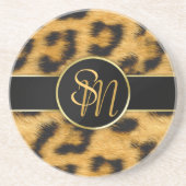 Elegante Leopard Print Monogram - Sandstone Unters Getränkeuntersetzer (Vorne)