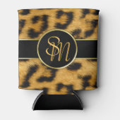 Elegante Leopard Print Monogram Script - Can Coole Dosenkühler (Vorderseite)