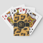 Elegante Leopard Print Monogram Script - Kartendec Spielkarten (Rückseite)