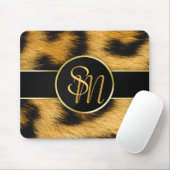 Elegante Leopard Print Monogram Script - Mousepad (Mit Mouse)