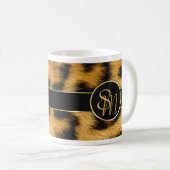 Elegante Leopard Print Monogram Script - Tasse (VorderseiteRechts)