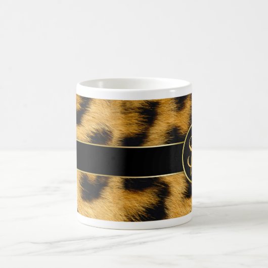 Elegante Leopard Print Monogram Script - Tasse (Mittel)