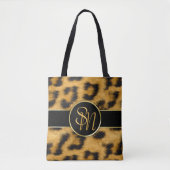 Elegante Leopard Print Monogram Script - Tote Bag Tasche (Vorderseite)
