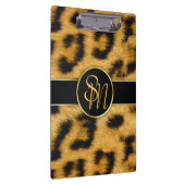 Elegante Leopard Print Monogram Script - Zwischena Klemmbrett (Rechts)