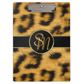 Elegante Leopard Print Monogram Script - Zwischena Klemmbrett (Vorderseite)