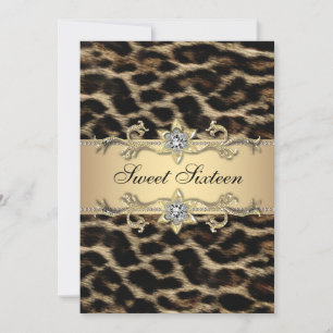 Elegante Leopard Sweet Sixteen Geburtstagsfeier Einladung