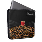 Elegante Leopard Tierdrucke mit einem roten Herz Laptopschutzhülle (Vorne Rechts)