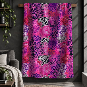 Elegante Leopard Tiger Magenta Heißrosa Decke Sherpadecke