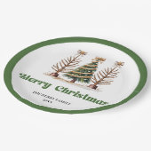 Elegante Leopardenprint-Weihnachtsbaum-Papiertelle Pappteller (Schrägansicht)