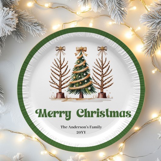 Elegante Leopardenprint-Weihnachtsbaum-Papiertelle Pappteller