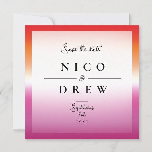 Elegante Lesbische Hochzeit Save The Date (Vorderseite)