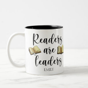 Elegante Leser sind Führende Buchliebhaber Name Zweifarbige Tasse