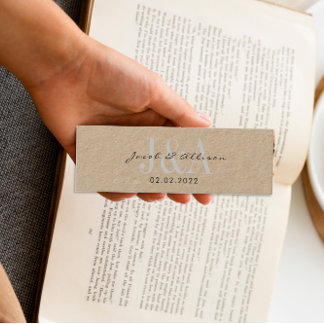 elegante Lesezeichen-Gastgeschenk Hochzeit Mini Visitenkarte