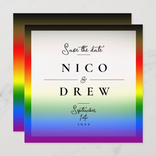 Elegante LGBTQ+ BIPOC-Hochzeit Save The Date (Vorne/Hinten)