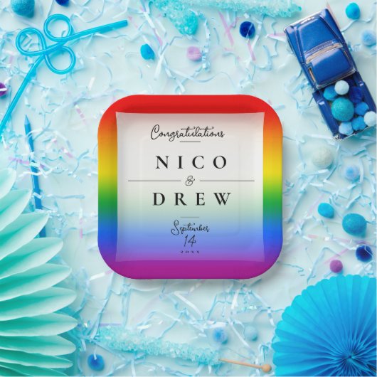 Elegante LGBTQ+-Hochzeit Pappteller (Party)