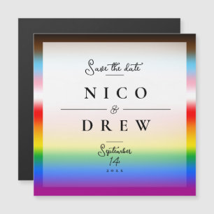 Elegante LGBTQ+ Progress Pride-Hochzeit Magnetkarte