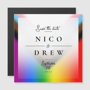 Elegante LGBTQ+ Progress Pride-Hochzeit Magnetkarte