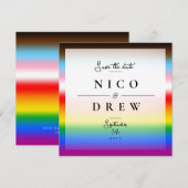 Elegante LGBTQ+ Progress Pride-Hochzeit Save The Date (Vorne/Hinten)