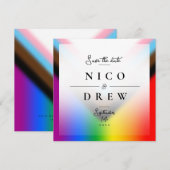 Elegante LGBTQ+ Progress Pride-Hochzeit Save The Date (Vorne/Hinten)