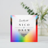 Elegante LGBTQ+ Progress Pride-Hochzeit Save The Date (Stehend Vorderseite)