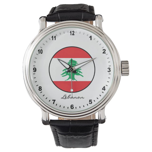 Elegante Libanon Watch & libanesische Flagge Armbanduhr (Vorderseite)