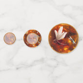 Elegante Libelle in orangefarbenem Tisch Konfetti (Rückseiten)